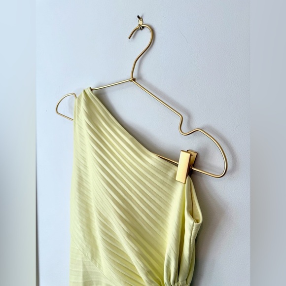 A.L.C. Delfina Dress Canary Yellow Size 2 Faux Leather One Shoulder - Picture 9 of 16